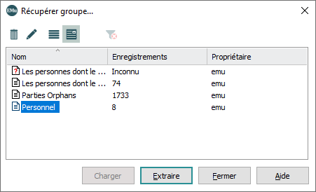 Récupérer le groupe